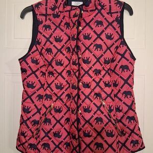 Crown & Ivy Pink and Navy Elephant Vest